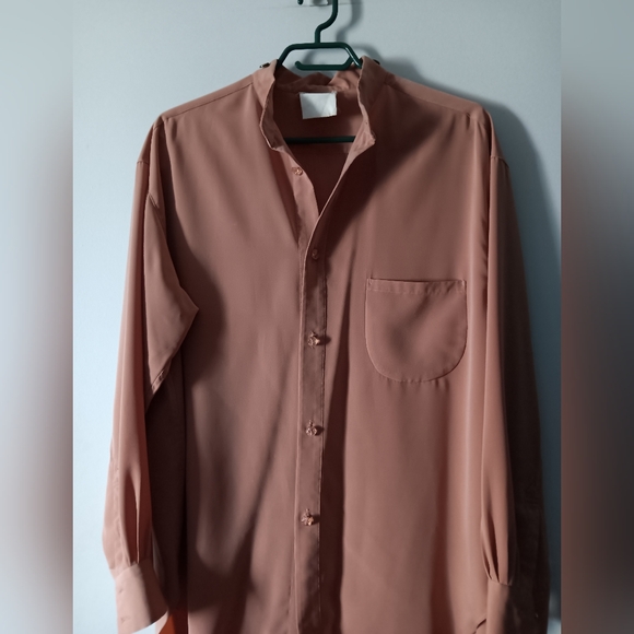 Vintage MATSUDA Peach Apricot Pleat Back Shirt M/L/XL - Picture 2 of 4